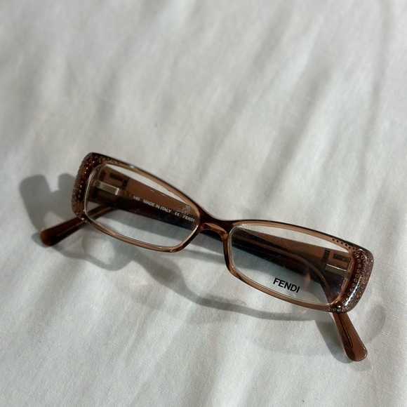 FENDI BROWN WITH RHINESTONES PRESCRIPTION OPTICAL FRAMES GLASSES - Picture 6 of 8